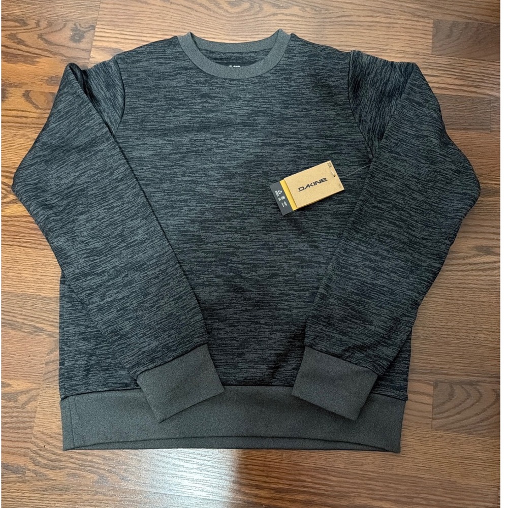 Dakine Womens Space Dye Crewneck Sweatshirt Charcoal Gray Thumbholes Small NWT